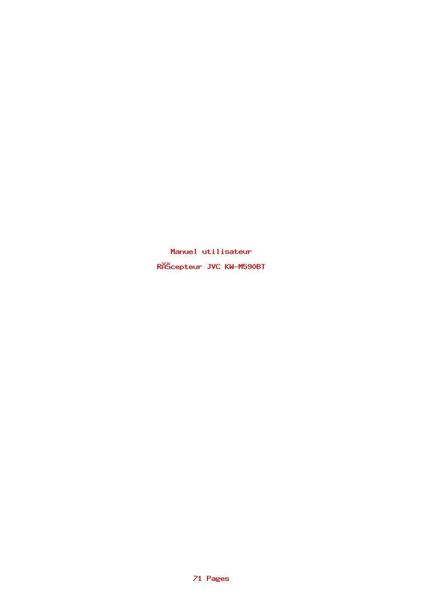 Page 1 de la notice Manuel utilisateur JVC KW-M590BT