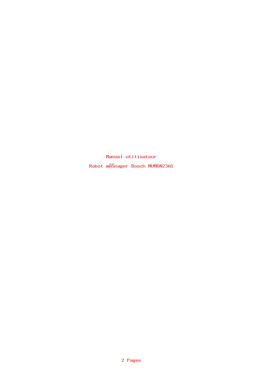 Page 1 de la notice Manuel utilisateur Bosch MUM6N23A1