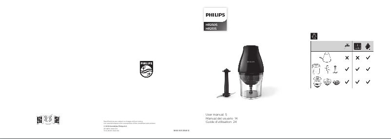 Page 1 de la notice Manuel utilisateur Philips Viva Collection OnionChef HR2505
