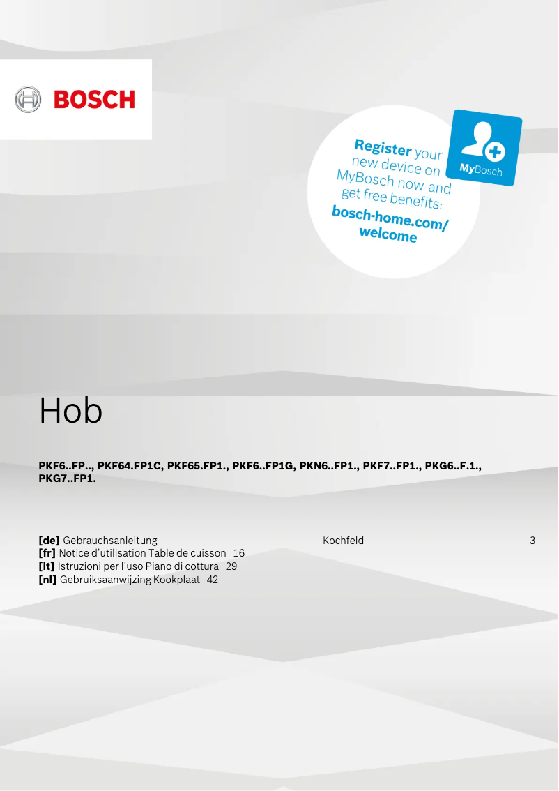 Page 1 of the manual User Manual Bosch PKN651FP1E