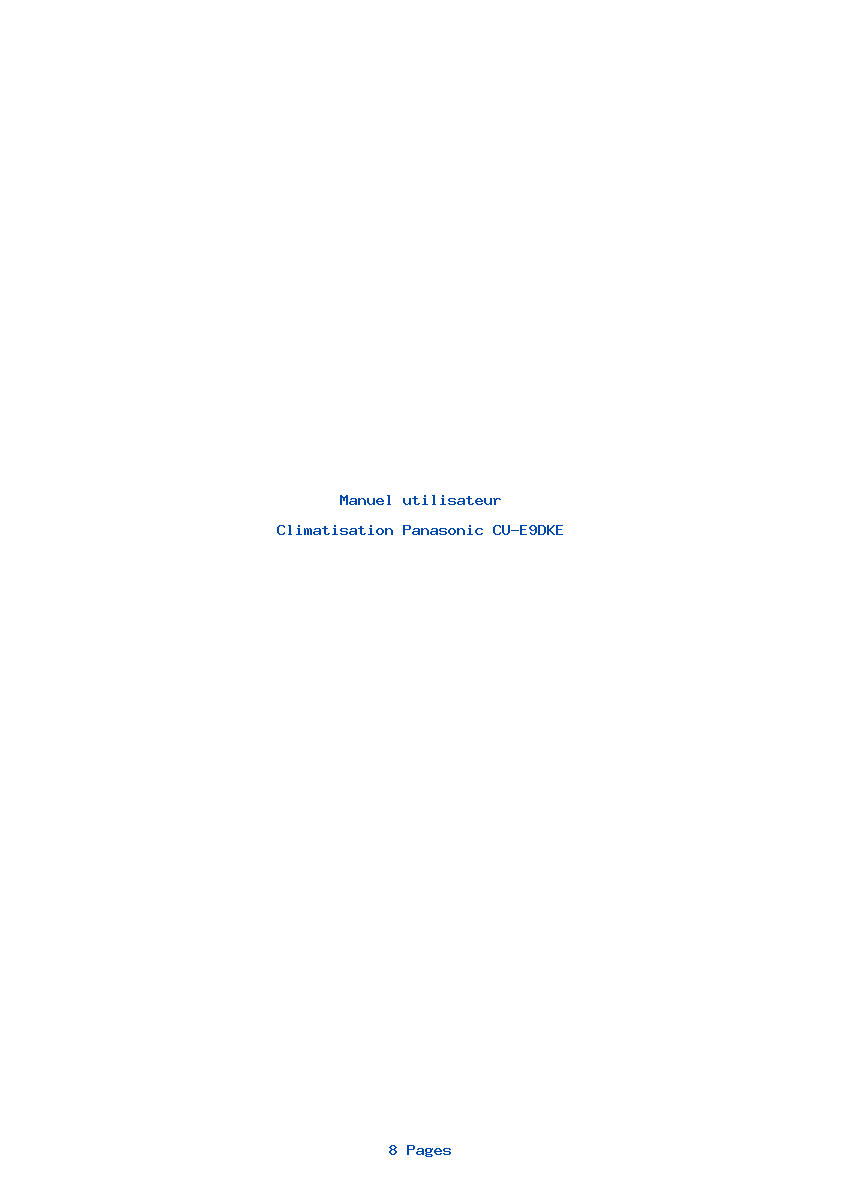 Page 1 de la notice Manuel utilisateur Panasonic CU-E9DKE