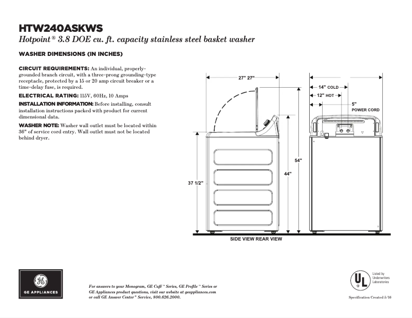 Image de la première page du manuel de l'appareil HTW240ASKWS