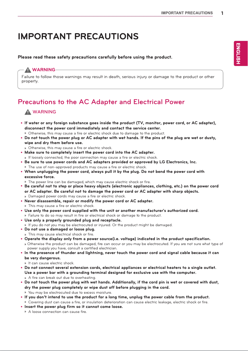 Page 1 of the manual User Manual LG CBV42
