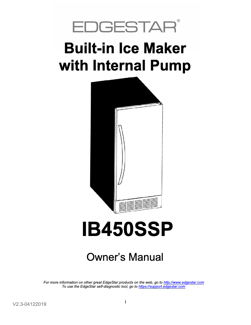 Page 1 de la notice Manuel utilisateur EdgeStar IB450P