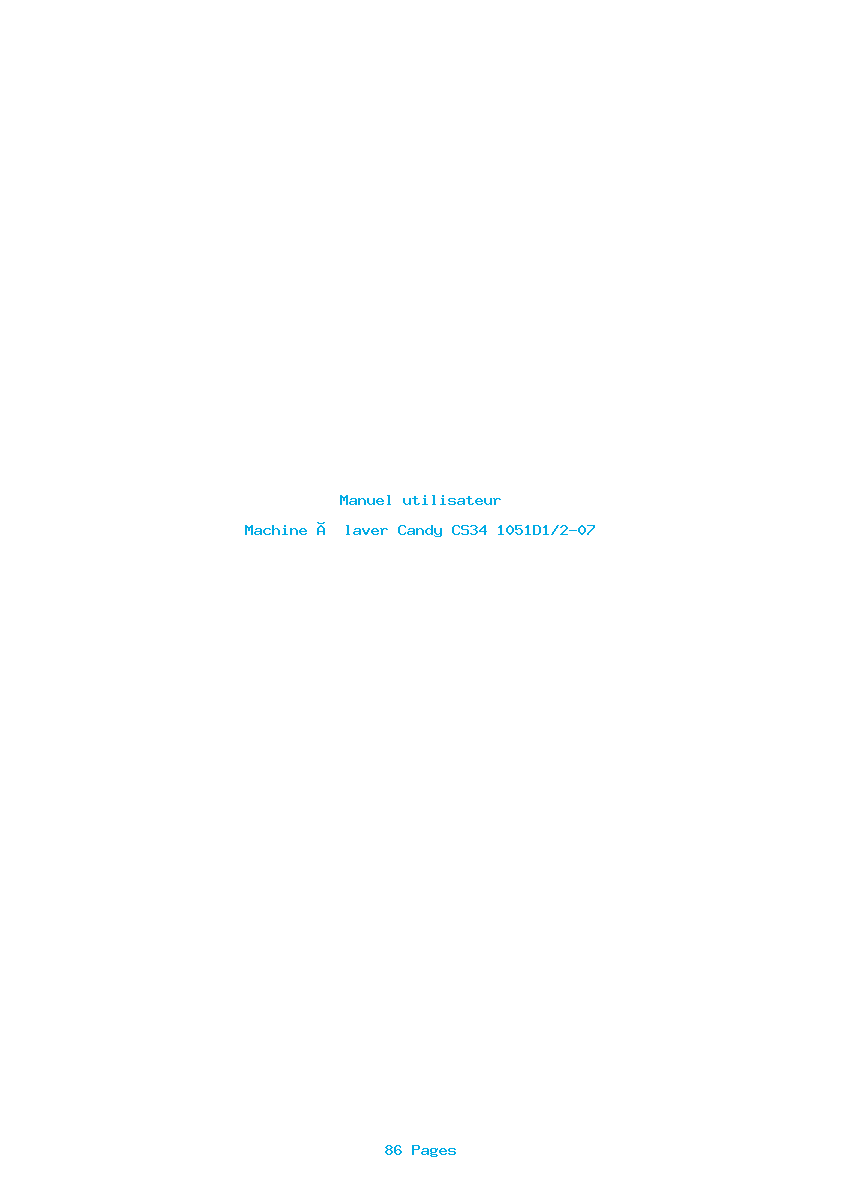 Page 1 de la notice Manuel utilisateur Candy CS34 1051D1/2-07