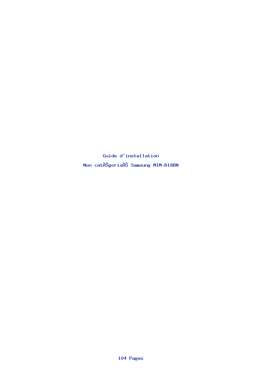 Page 1 de la notice Guide d'installation Samsung MIM-B18BN