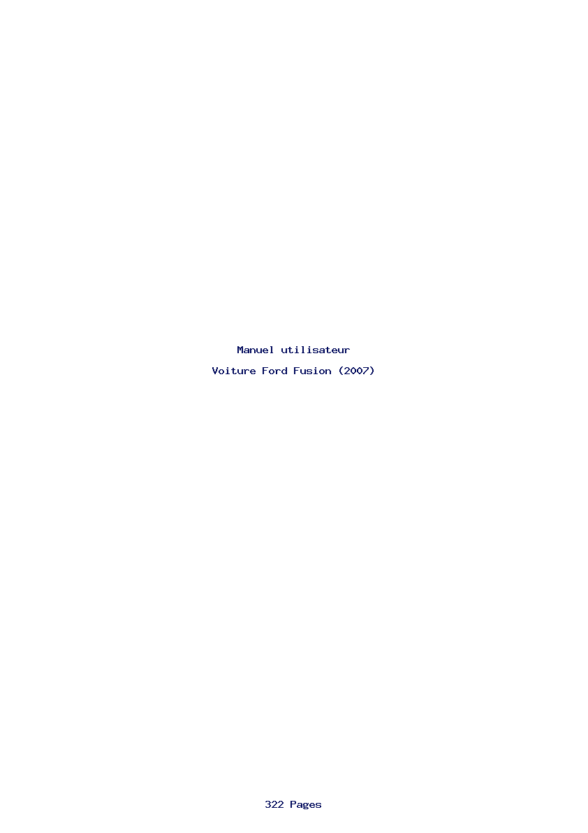 Page 1 de la notice Manuel utilisateur Ford Fusion (2007)
