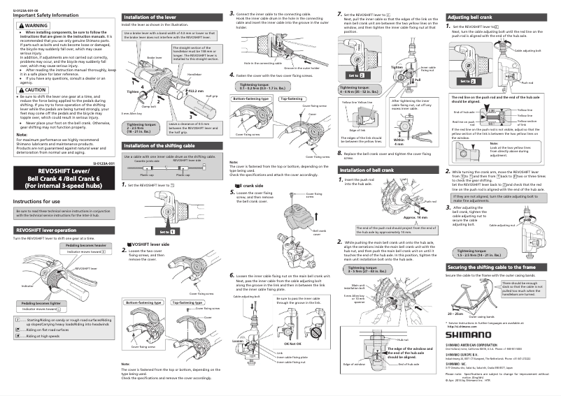 Page 1 de la notice Manuel utilisateur Shimano SM-3R40