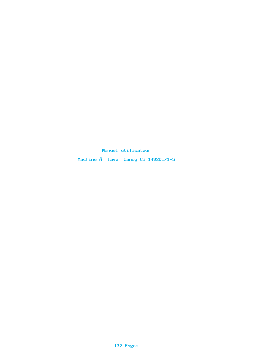 Page 1 de la notice Manuel utilisateur Candy CS 1482DE/1-S