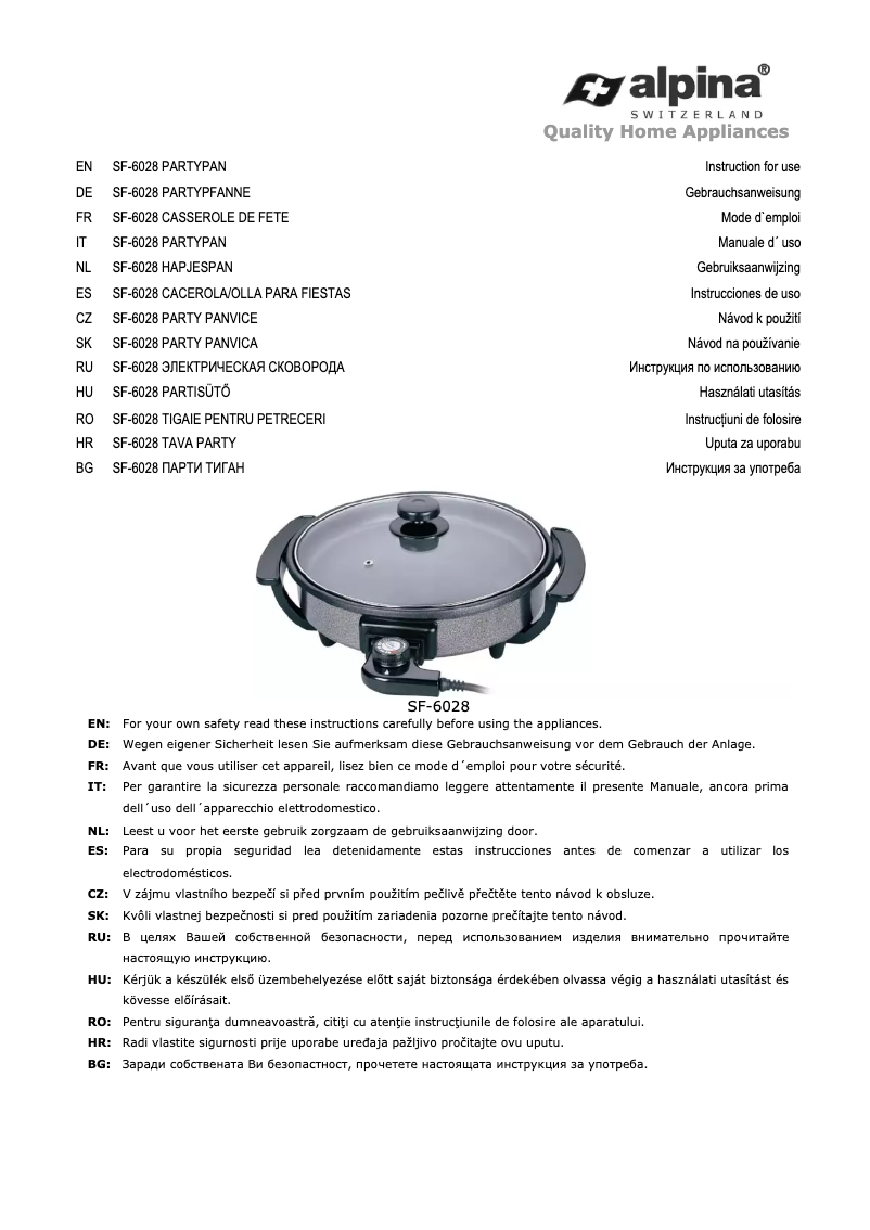 Page 1 de la notice Manuel utilisateur Alpina SF-6028