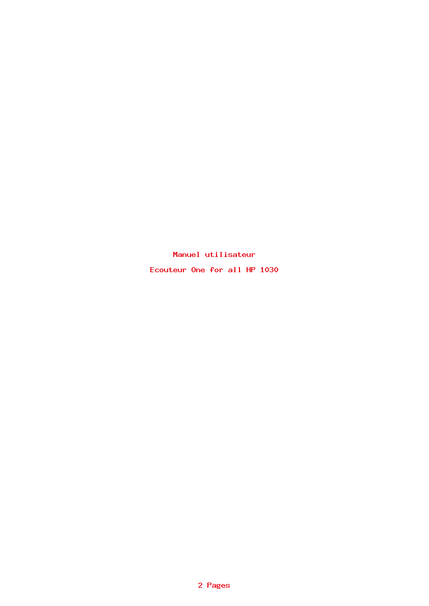 Page 1 de la notice Manuel utilisateur One for all HP 1030