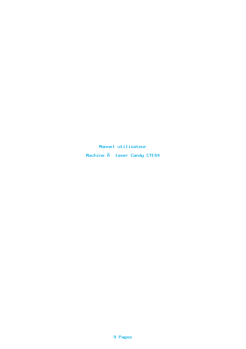 Page 1 de la notice Manuel utilisateur Candy CTE84
