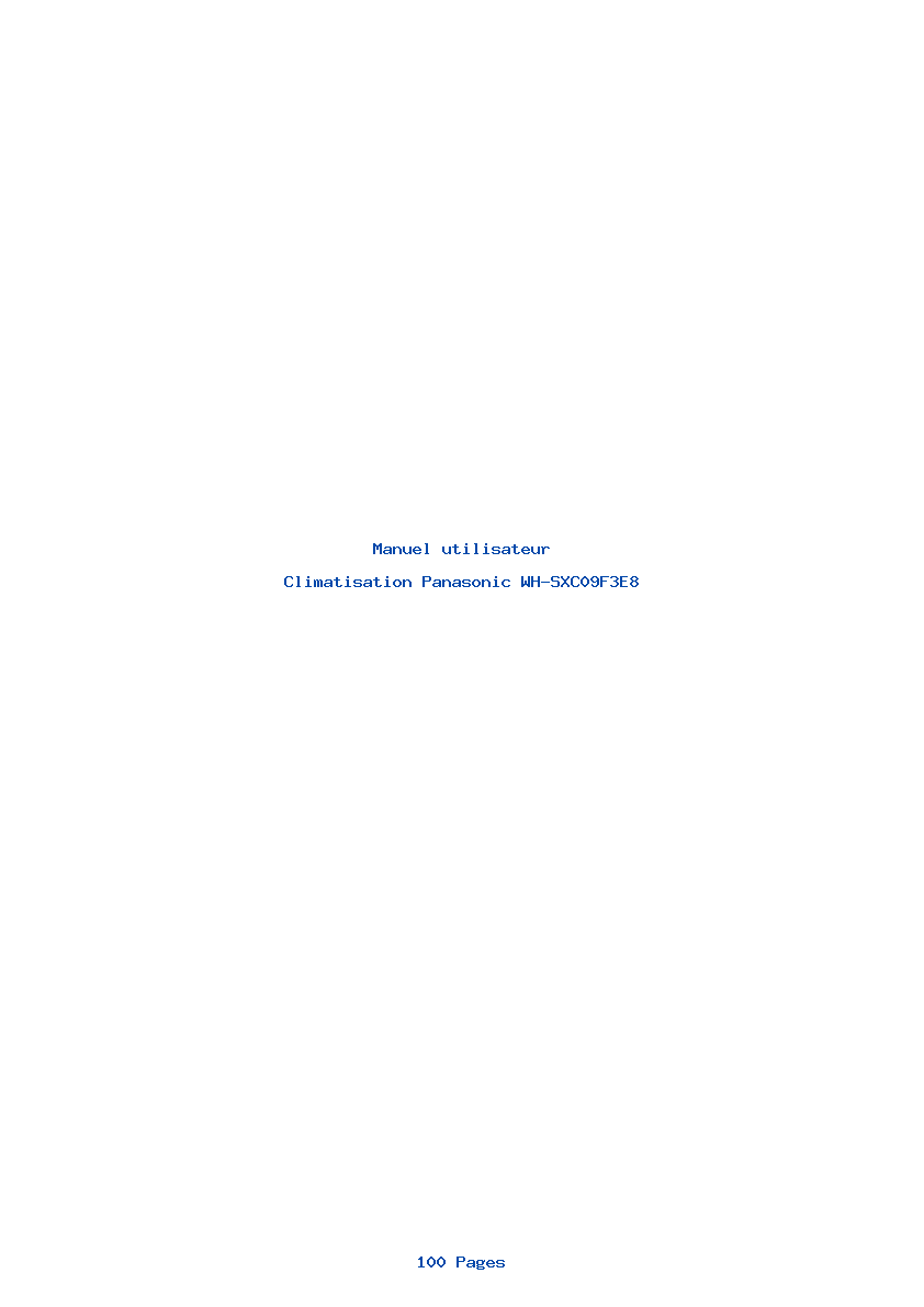 Page 1 de la notice Manuel utilisateur Panasonic WH-SXC09F3E8