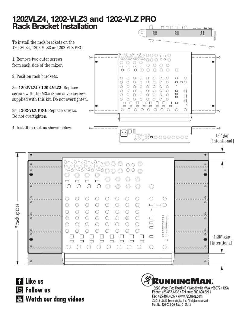Page 1 de la notice Guide d'installation Mackie 1202VLZ4