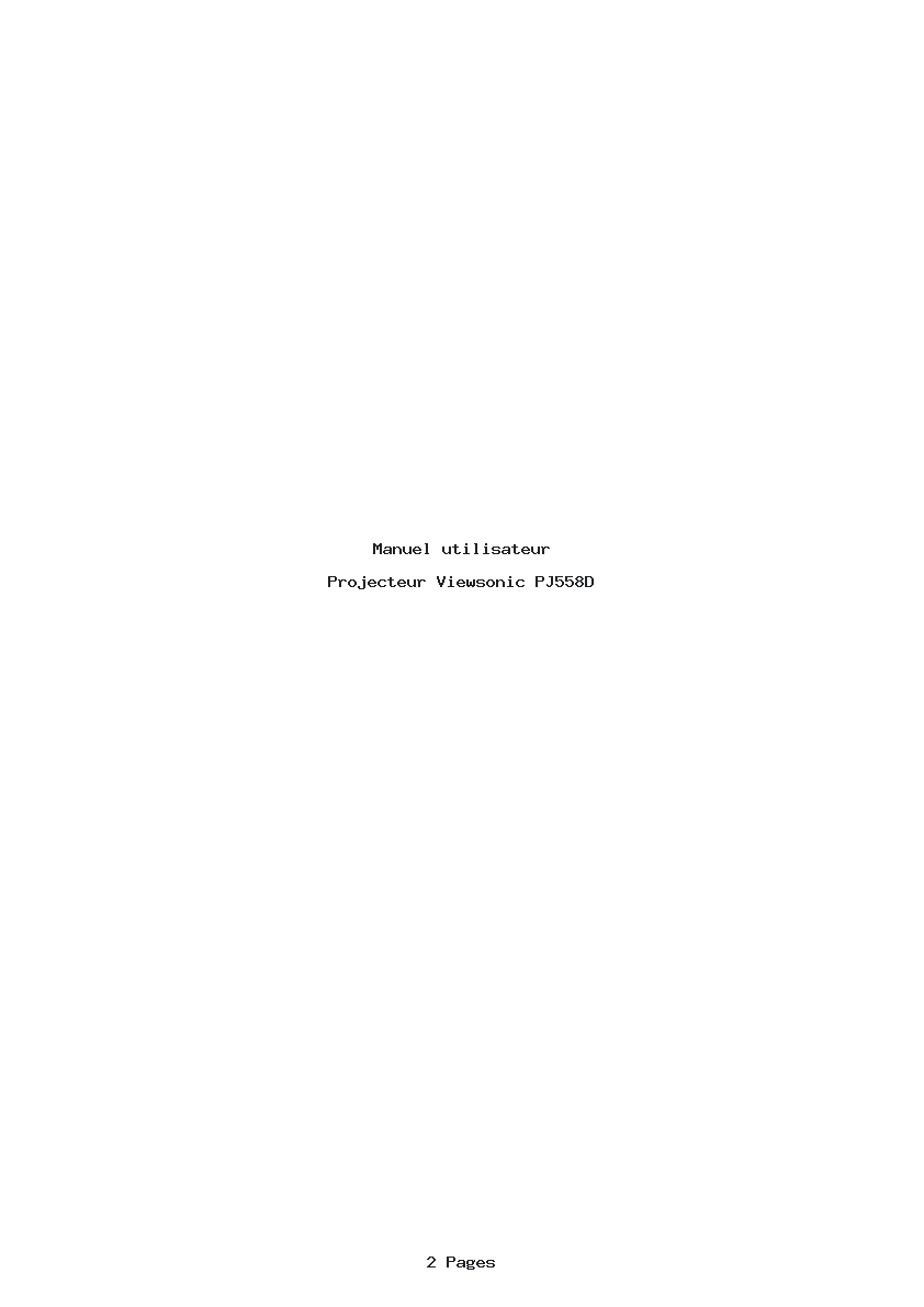 Page 1 de la notice Manuel utilisateur Viewsonic PJ558D