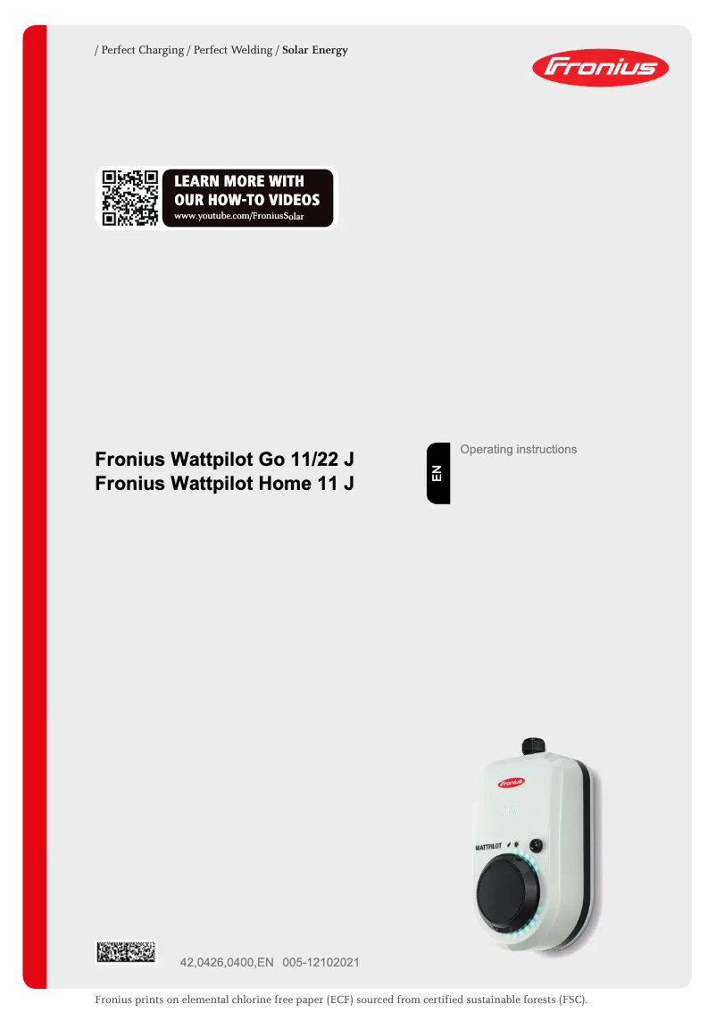 Page 1 de la notice Manuel utilisateur Fronius Wattpilot Home 22 J 2.0