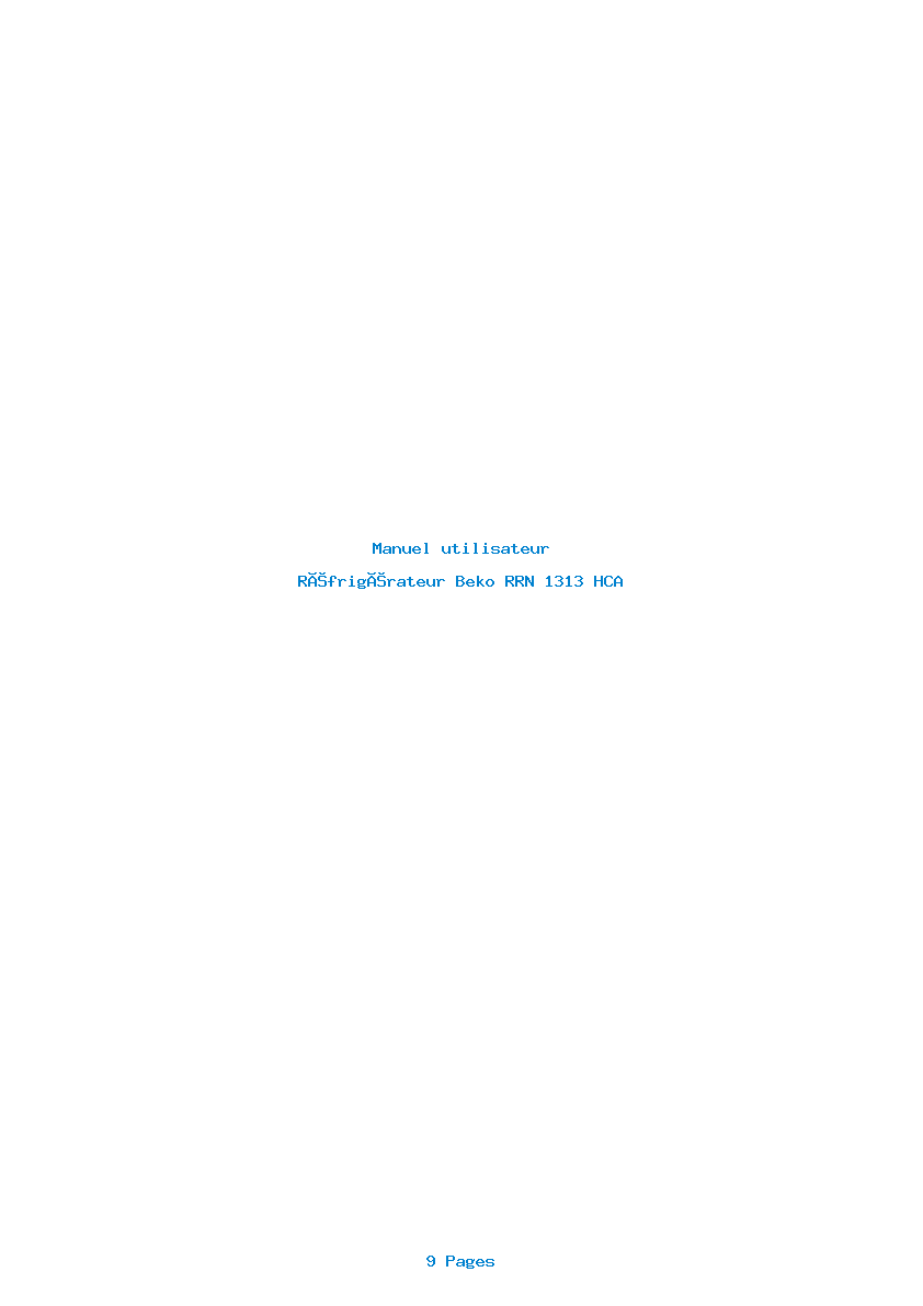 Page 1 de la notice Manuel utilisateur Beko RRN 1313 HCA