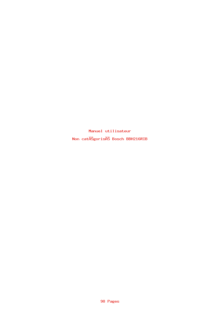 Page 1 de la notice Manuel utilisateur Bosch BBH216RIB