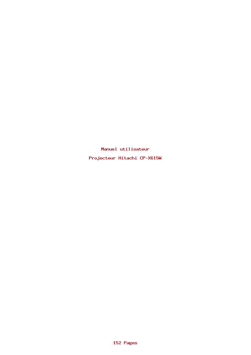 Page 1 de la notice Manuel utilisateur Hitachi CP-X615W