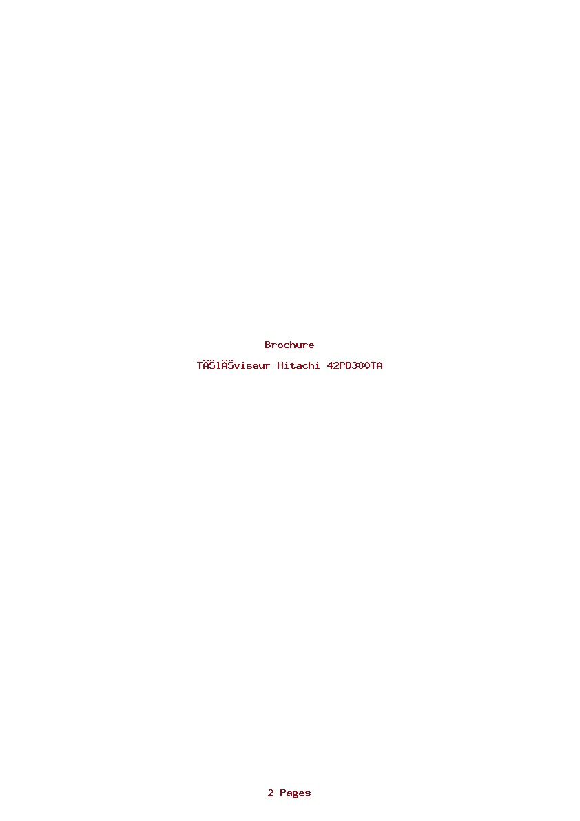 Page 1 de la notice Brochure Hitachi 42PD380TA
