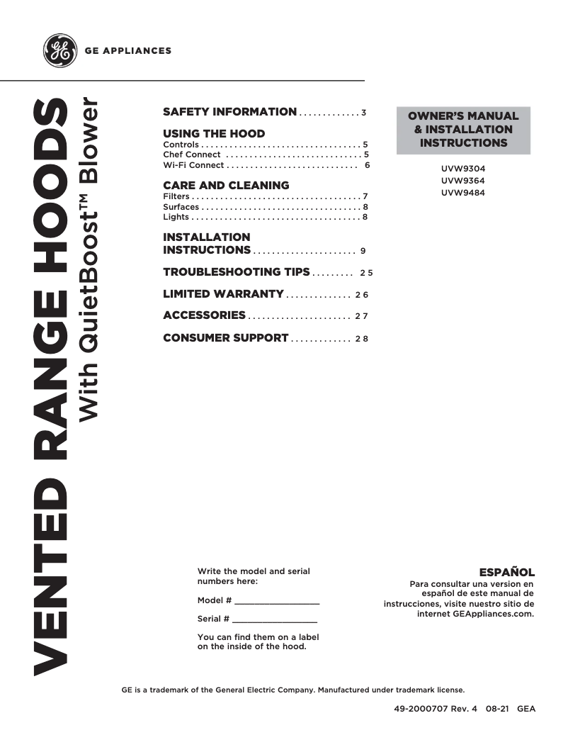 Page 1 de la notice Guide d'installation GE UVW93642PSS