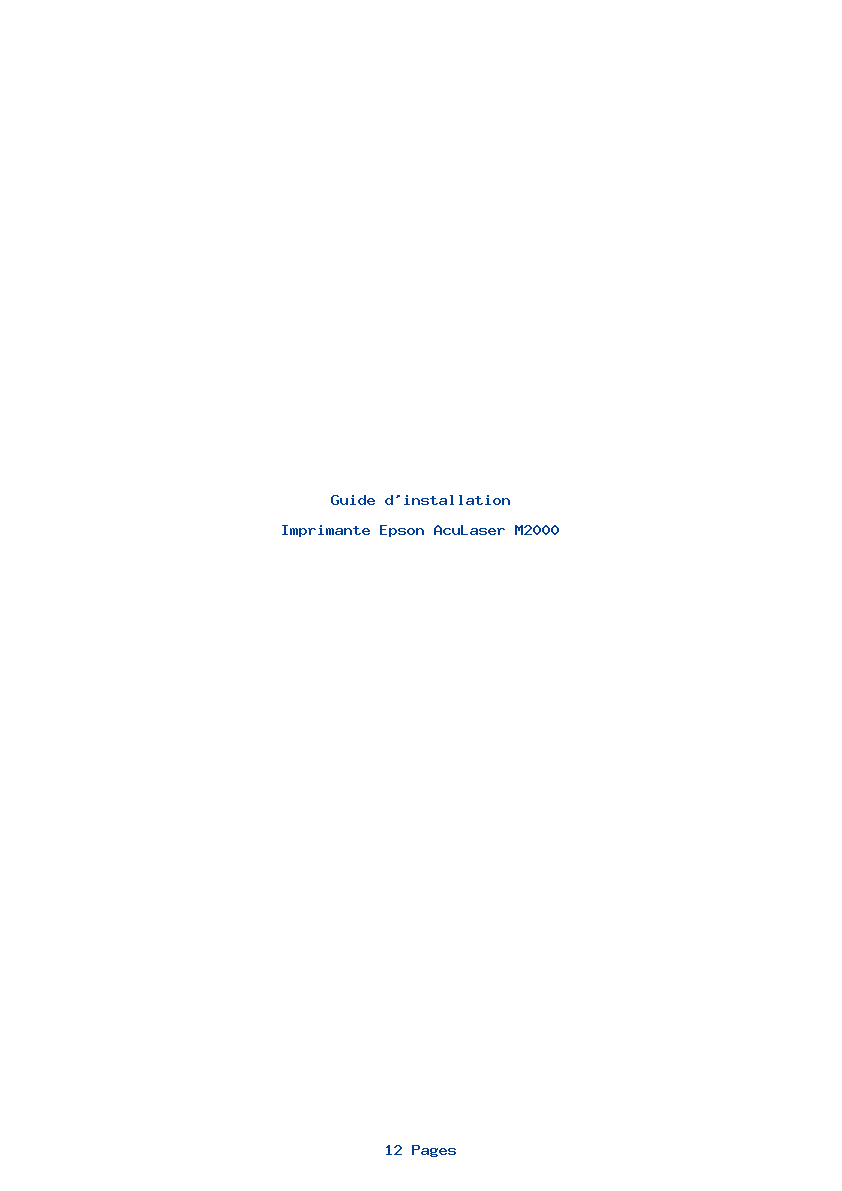 Page 1 de la notice Guide d'installation Epson AcuLaser M2000