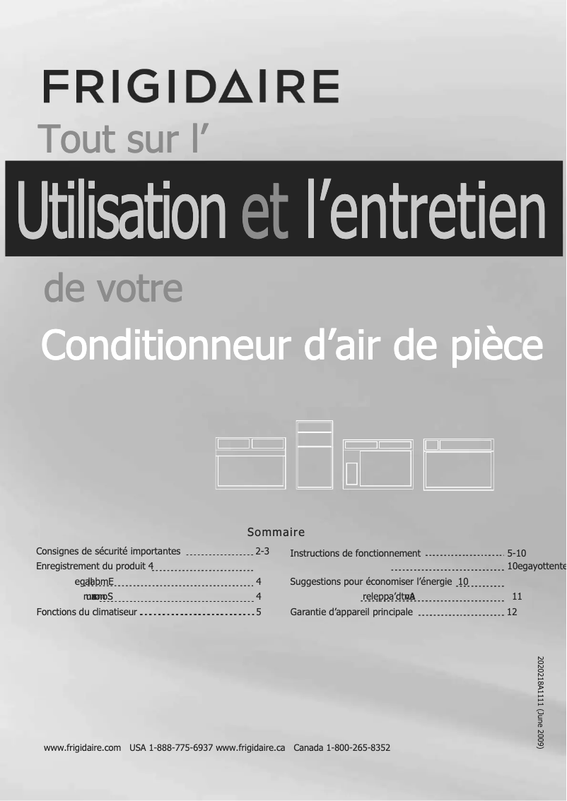 Page 1 de la notice Manuel utilisateur Frigidaire LRA187MT2