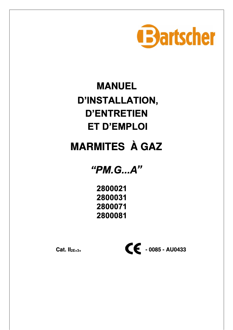 Page 1 de la notice Manuel utilisateur Bartscher G150L
