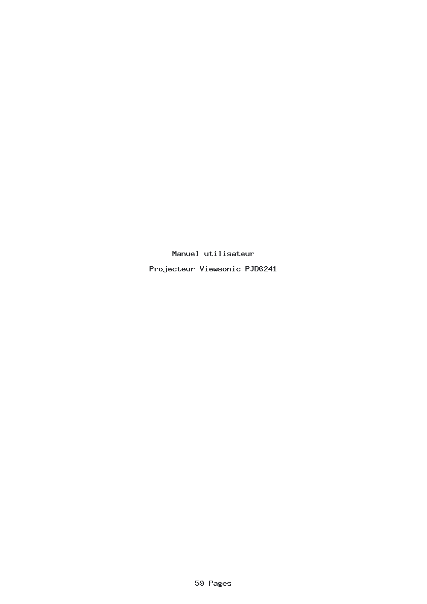 Page 1 de la notice Manuel utilisateur Viewsonic PJD6241