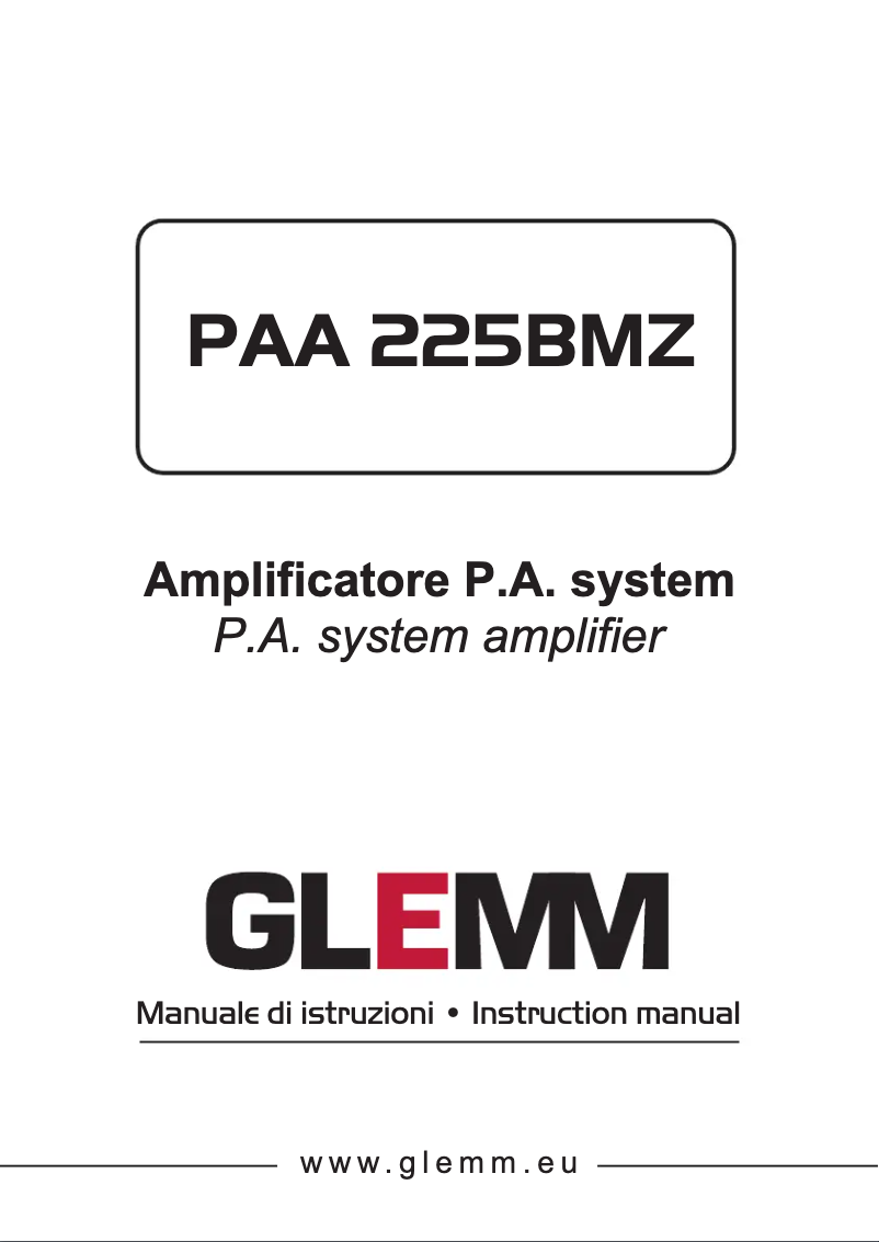 Page 1 de la notice Manuel utilisateur Glemm PAA 225BMZ