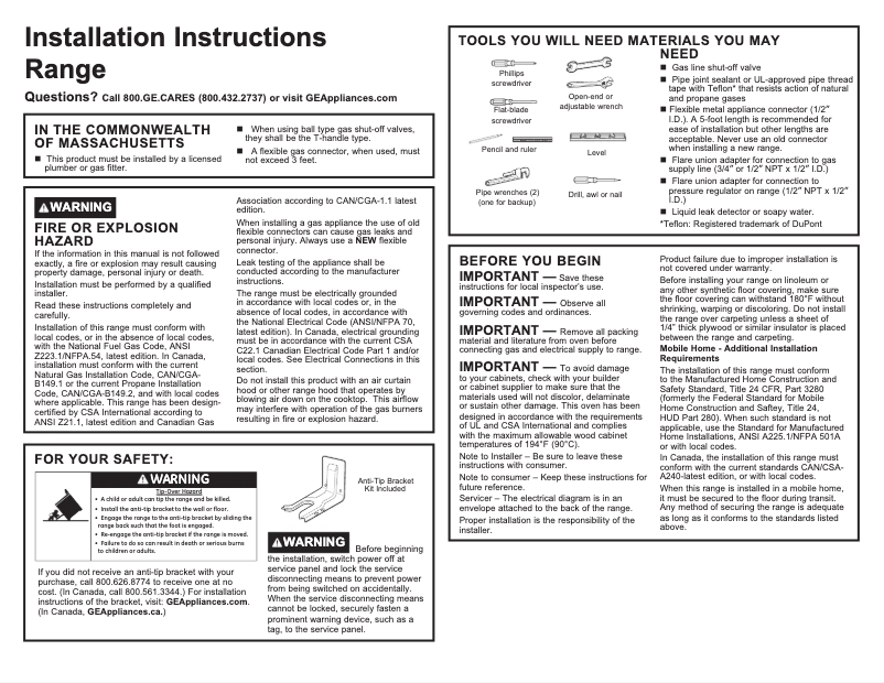 Página 1 del manual Guía de instalación GE JGB860FEJDS