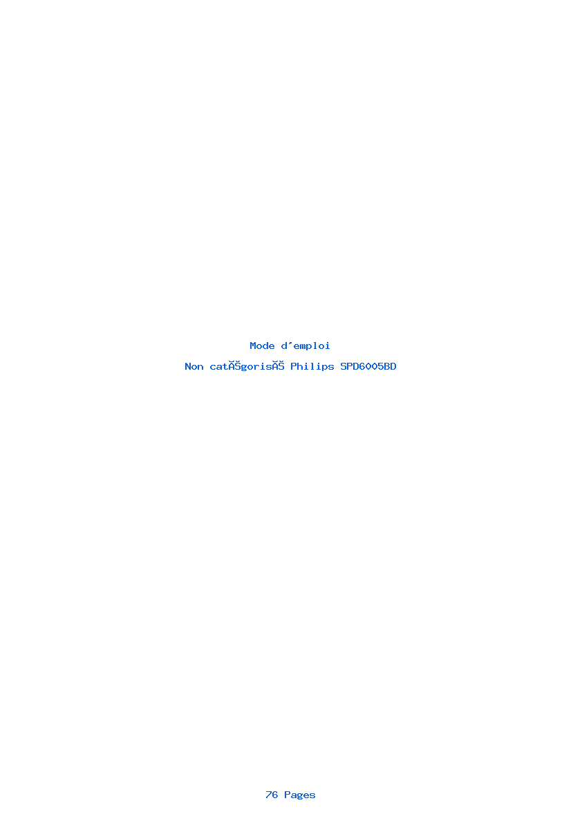Page 1 de la notice Mode d'emploi Philips SPD6005BD