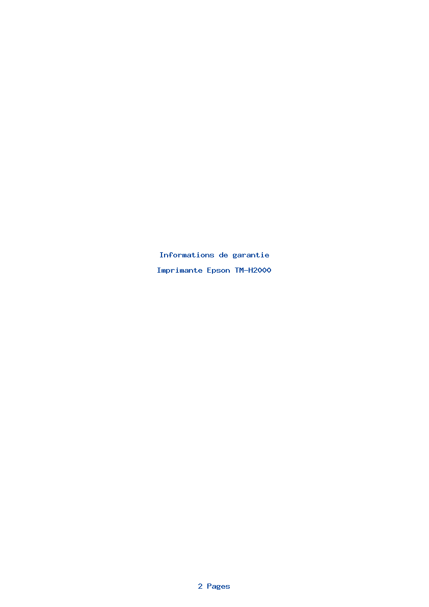 Page 1 de la notice Informations de garantie Epson TM-H2000