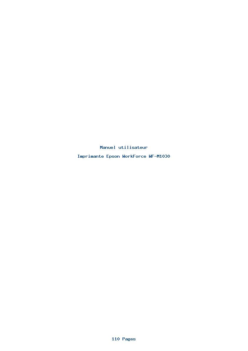 Page 1 de la notice Manuel utilisateur Epson WorkForce WF-M1030