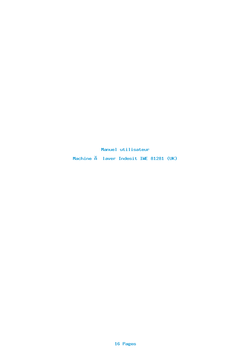 Page 1 de la notice Manuel utilisateur Indesit IWE 81281 (UK)