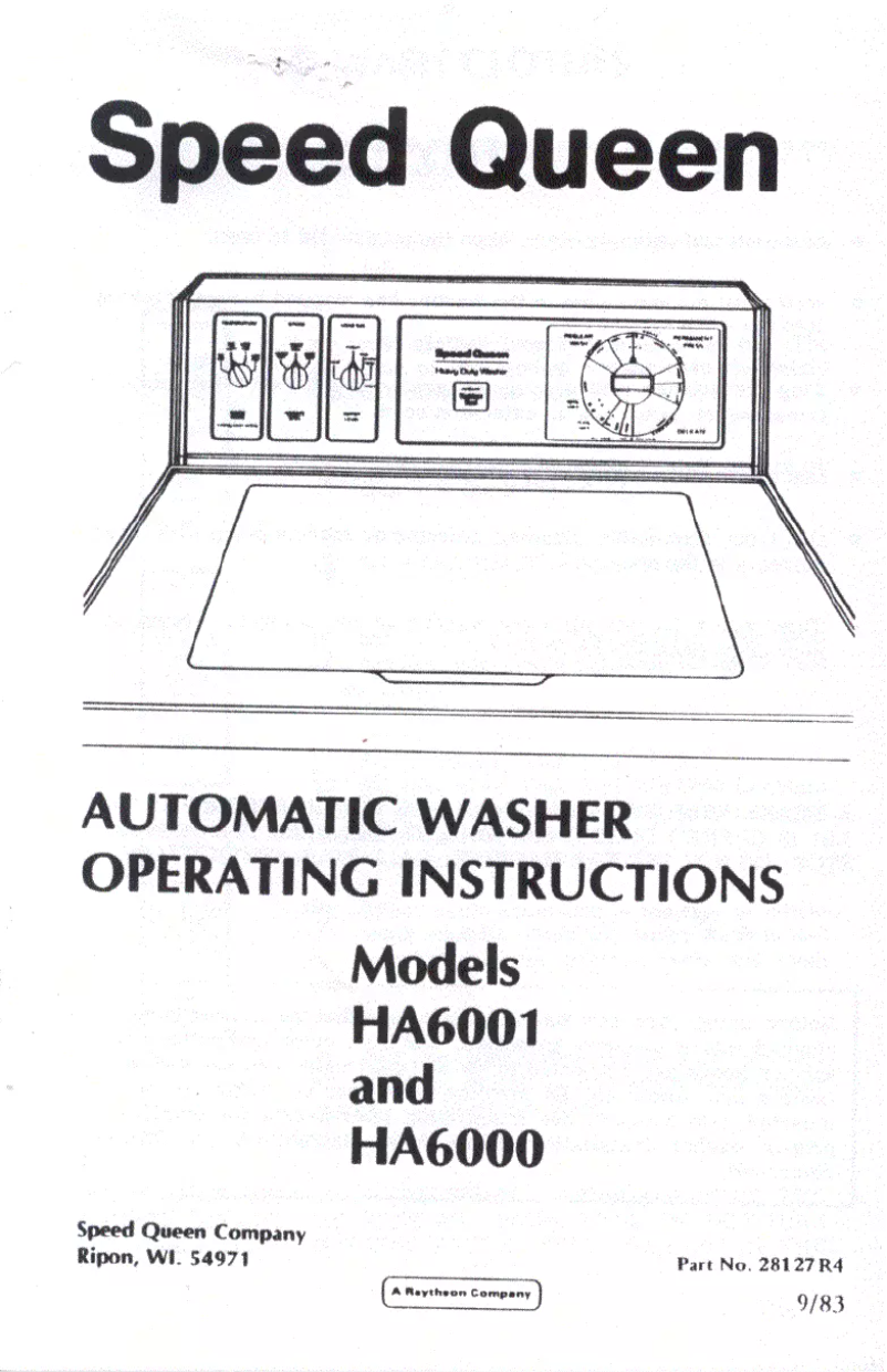 Página 1 del manual Manual de usuario Speed Queen HA6001