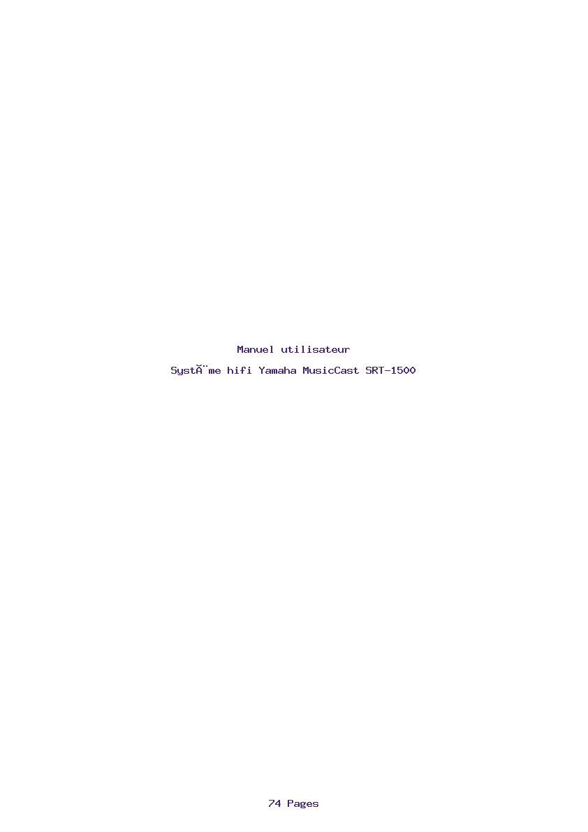 Page 1 de la notice Manuel utilisateur Yamaha MusicCast SRT-1500