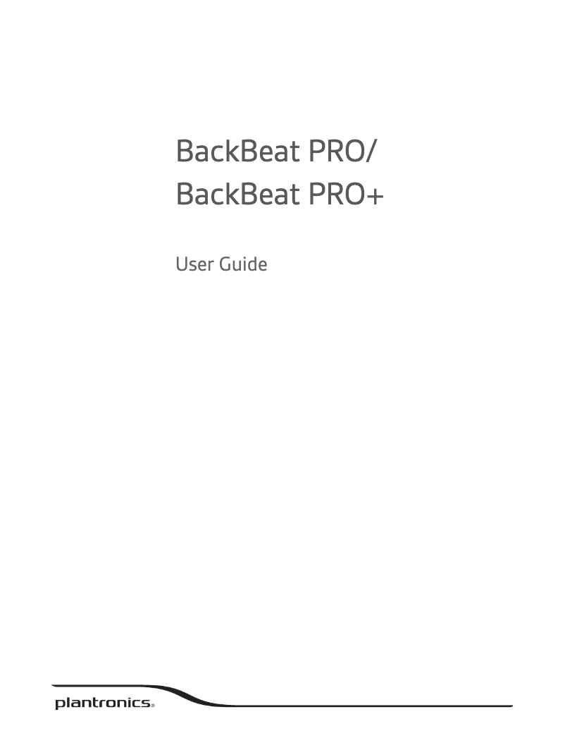 Page 1 de la notice Manuel utilisateur Plantronics BackBeat PRO