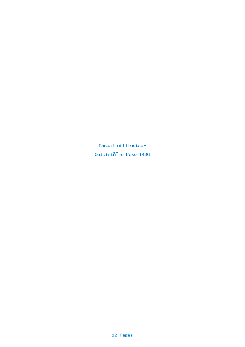 Page 1 de la notice Manuel utilisateur Beko T4BG