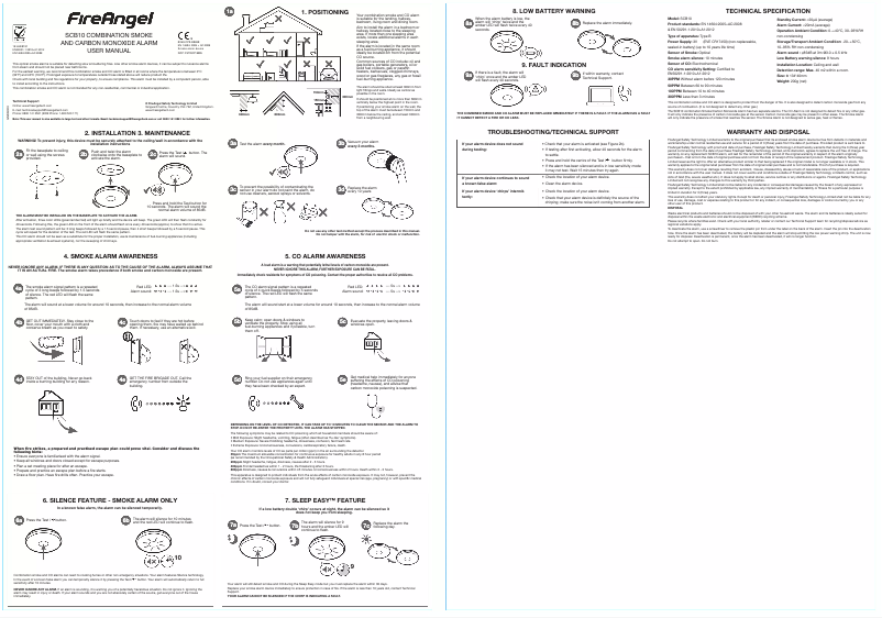 Page 1 de la notice Manuel utilisateur FireAngel SCB10-R
