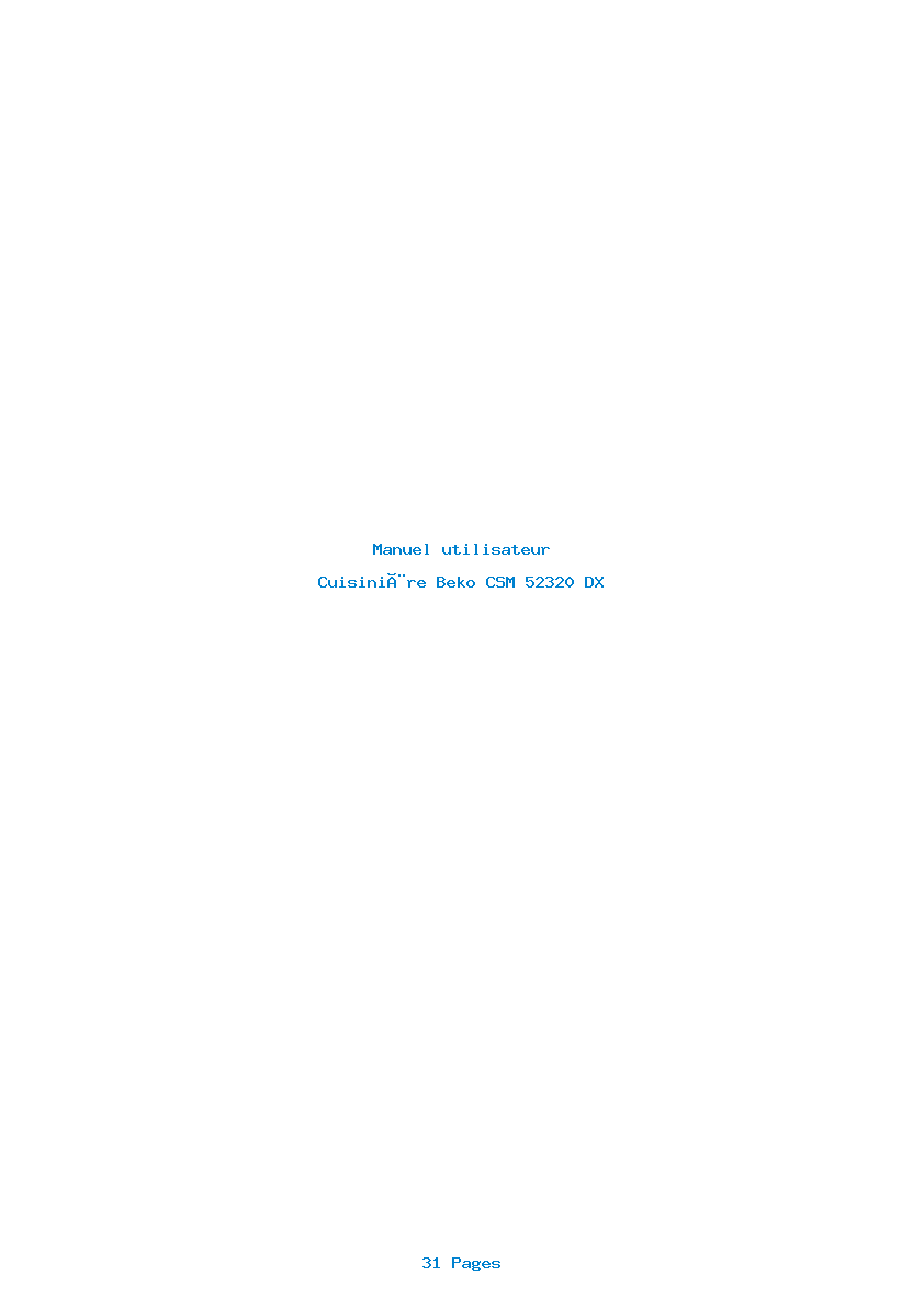 Page 1 de la notice Manuel utilisateur Beko CSM 52320 DX