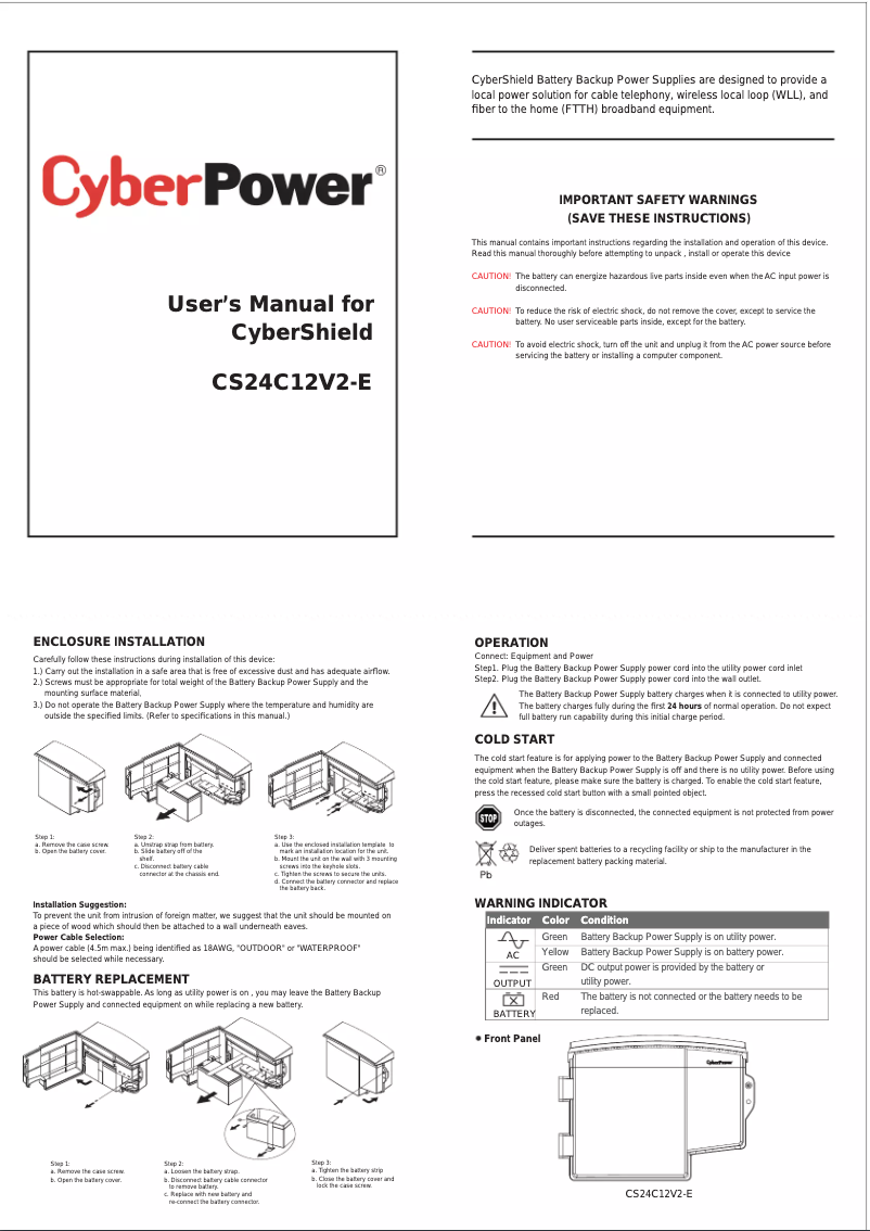 Page 1 of the manual User Manual CyberPower CyberShield CS24C12V2-E