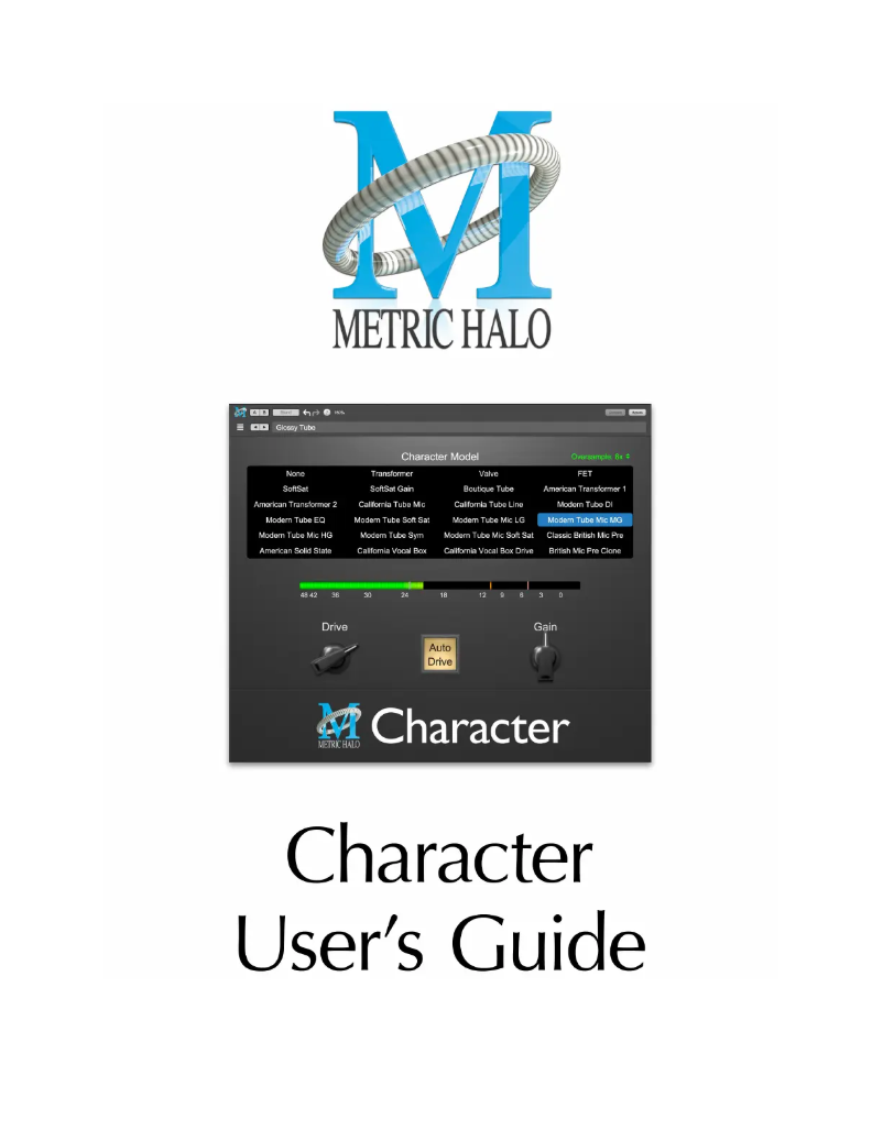 Page 1 de la notice Manuel utilisateur Metric Halo Character