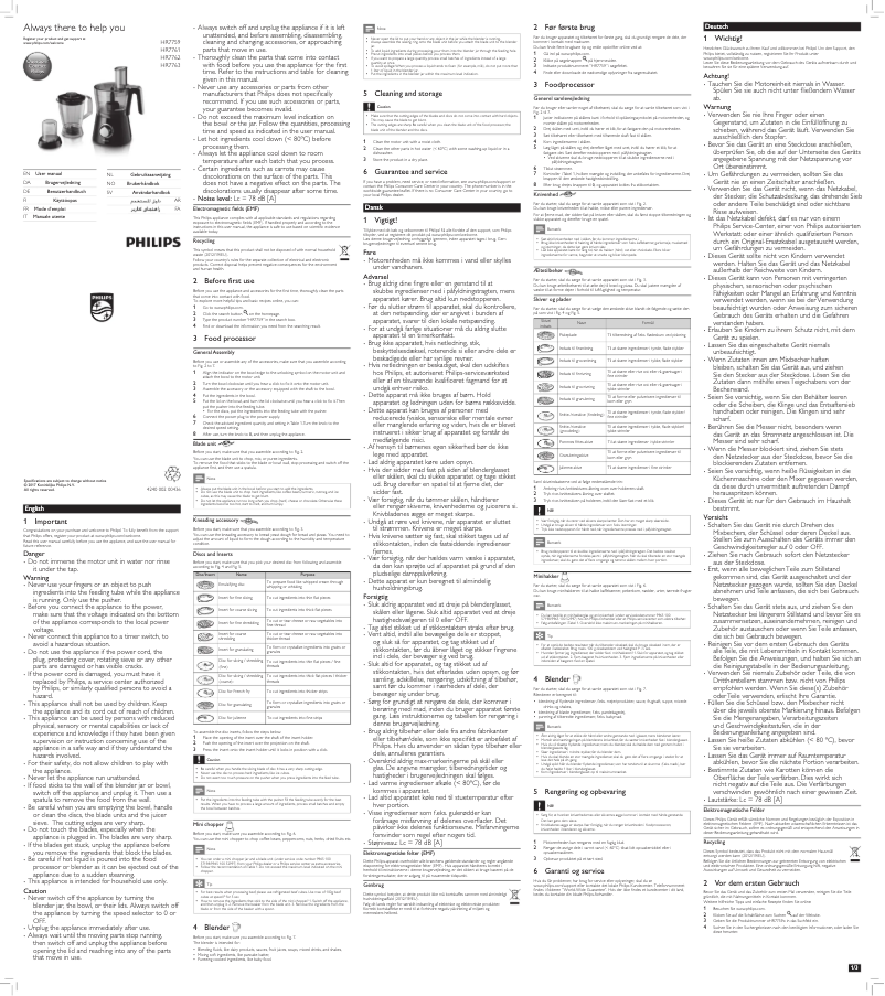 Página 1 del manual Manual de usuario Philips Viva Collection HR7762