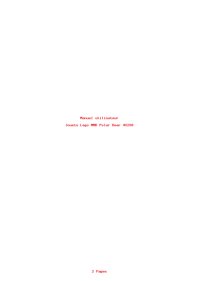 Page 1 de la notice Manuel utilisateur Lego MMB Polar Bear 40208