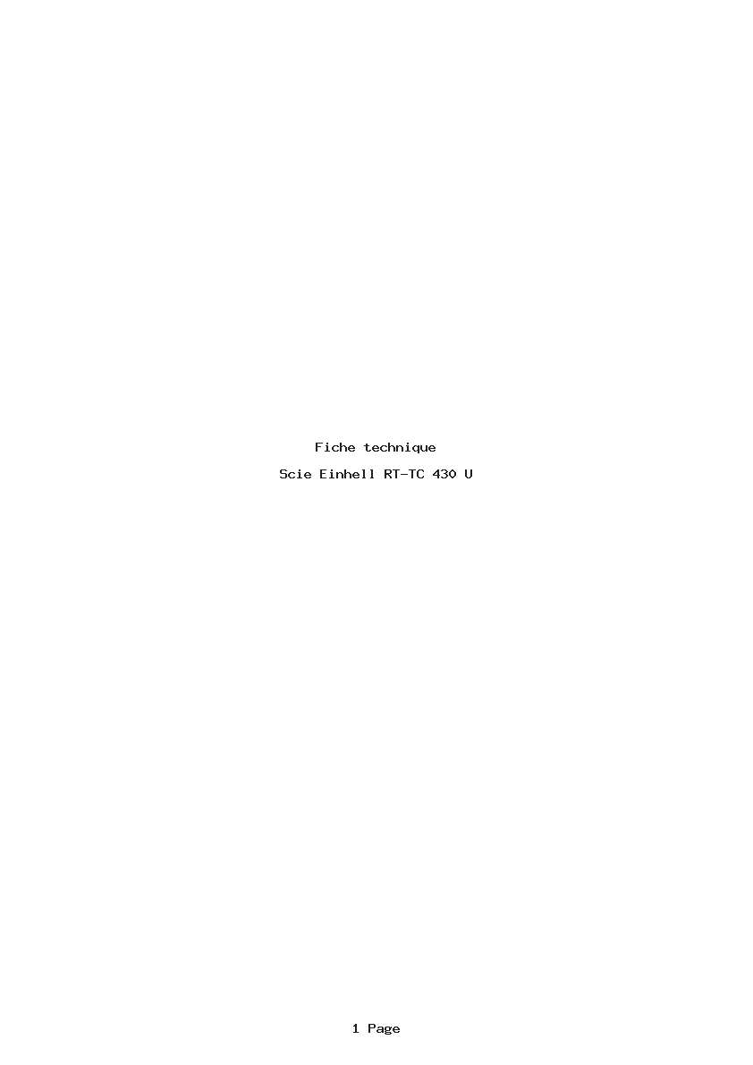 Page 1 de la notice Fiche technique Einhell RT-TC 430 U
