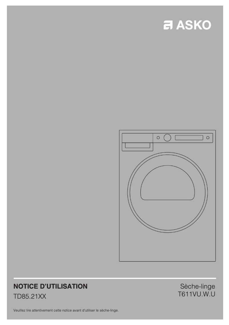 Page 1 de la notice Manuel utilisateur Asko T611VU.W.U