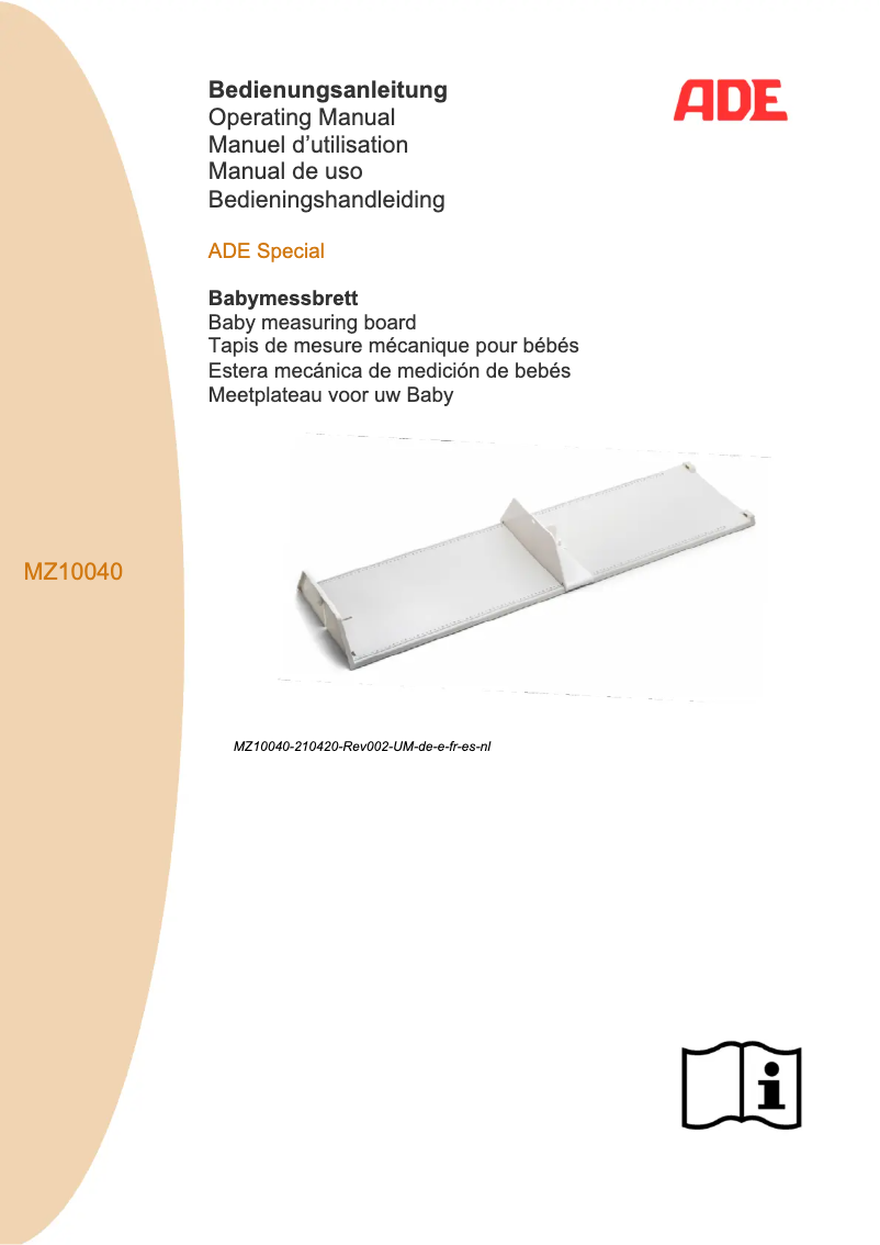 Page 1 de la notice Manuel utilisateur ADE MZ10040