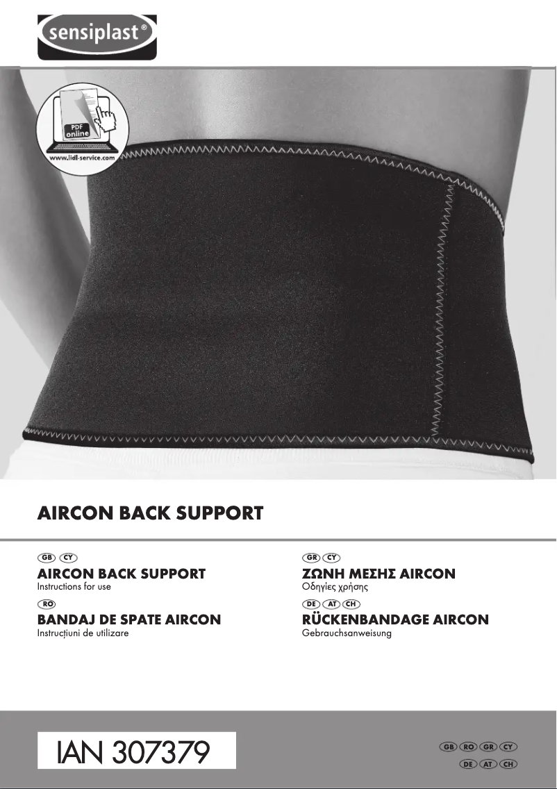 Page 1 de la notice Manuel utilisateur Sensiplast IAN 307379