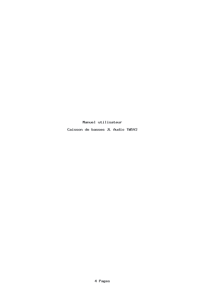 Page 1 de la notice Manuel utilisateur JL Audio TW5V2